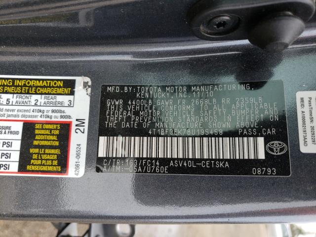 Photo 10 from auction – 2011 TOYOTA CAMRY BASE with VIN 4T1BF3EK7BU195458