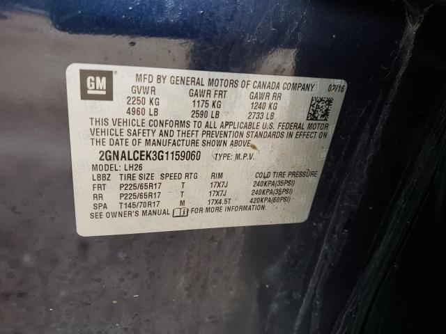 Photo 10 from auction – 2016 CHEVROLET EQUINOX LT with VIN 2GNALCEK3G1159060