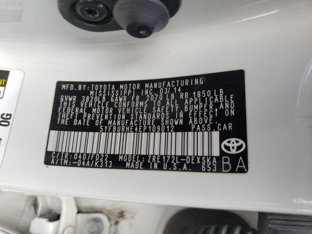 Photo 10 from auction – 2014 TOYOTA COROLLA L with VIN 5YFBURHE4EP109012