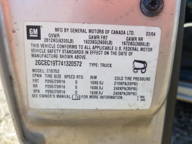 Photo 10 from auction – 2004 CHEVROLET SILVERADO with VIN 2GCEC19T741320572