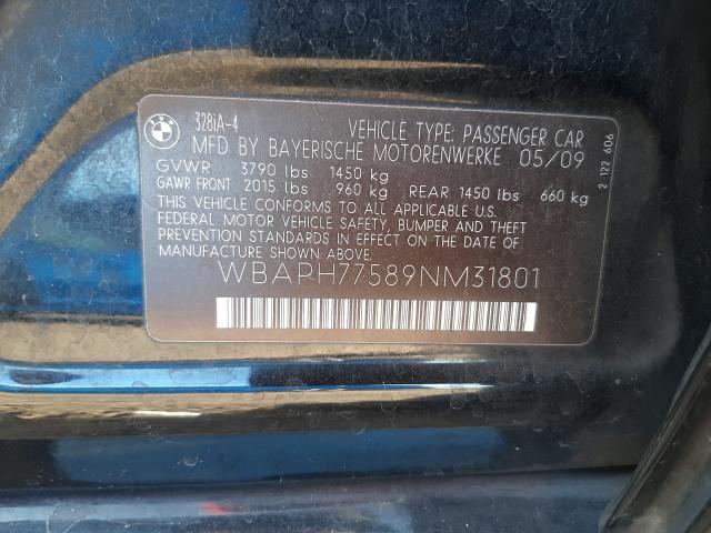Photo 10 from auction – 2009 BMW 328 I with VIN WBAPH77589NM31801