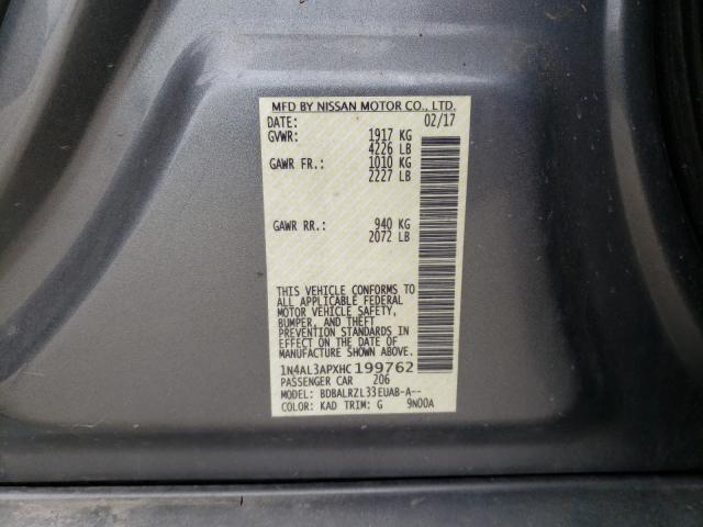 Photo 10 from auction – 2017 NISSAN ALTIMA 2.5 with VIN 1N4AL3APXHC199762