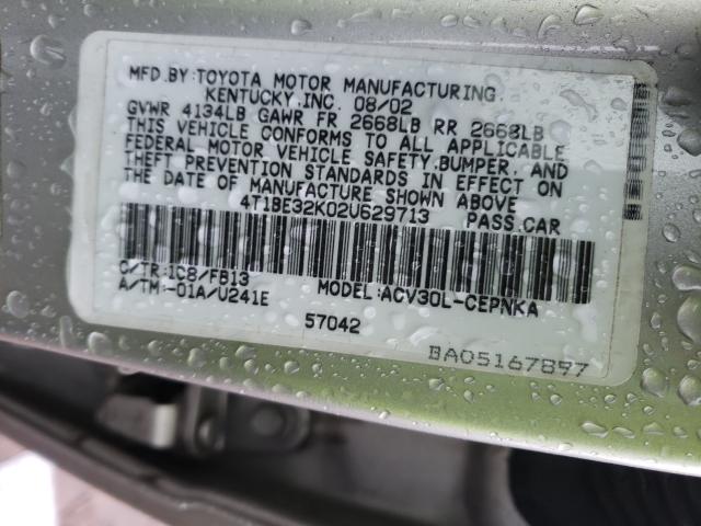 Photo 10 from auction – 2002 TOYOTA CAMRY LE with VIN 4T1BE32K02U629713
