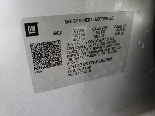 Photo 10 from auction – 2019 CHEVROLET MALIBU LS with VIN 1G1ZB5ST7KF106895