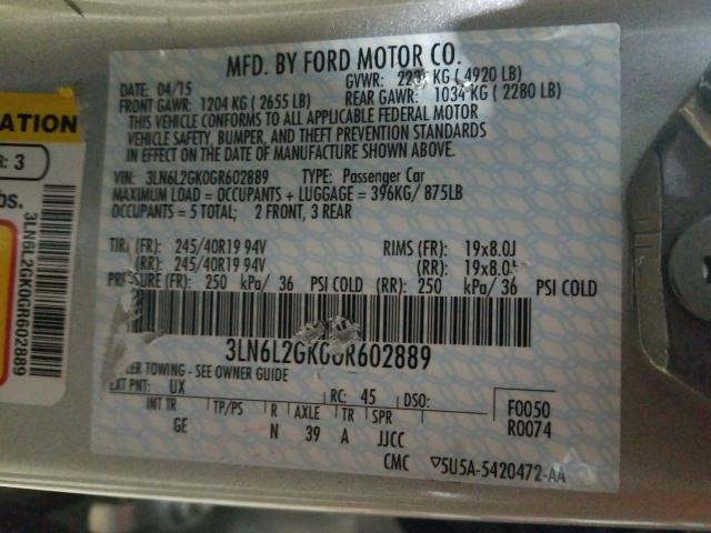 Photo 10 from auction – 2016 LINCOLN MKZ with VIN 3LN6L2GK0GR602889
