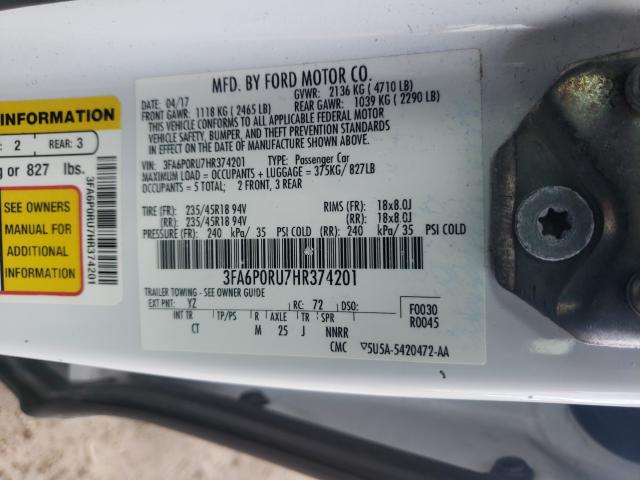 Photo 10 from auction – 2017 FORD FUSION TIT with VIN 3FA6P0RU7HR374201