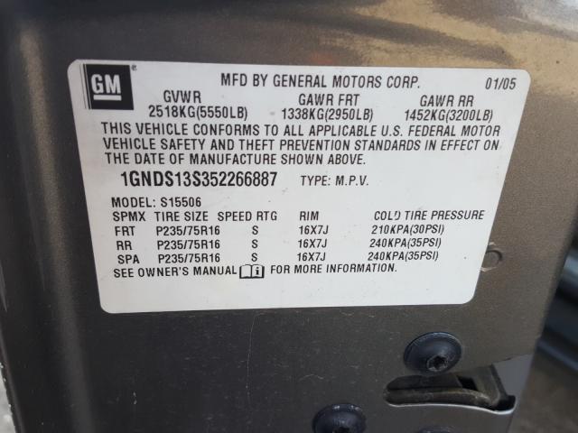 Photo 10 from auction – 2005 CHEVROLET TRAILBLAZE with VIN 1GNDS13S352266887