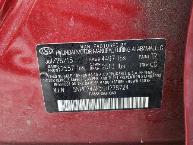 Photo 10 from auction – 2016 HYUNDAI SONATA SE with VIN 5NPE24AF5GH278724