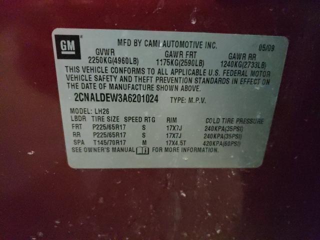 Photo 10 from auction – 2010 CHEVROLET EQUINOX LT with VIN 2CNALDEW3A6201024