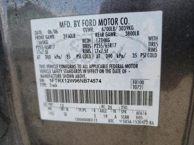 Photo 10 from auction – 2006 FORD F150 with VIN 1FTRX12W96NB74574