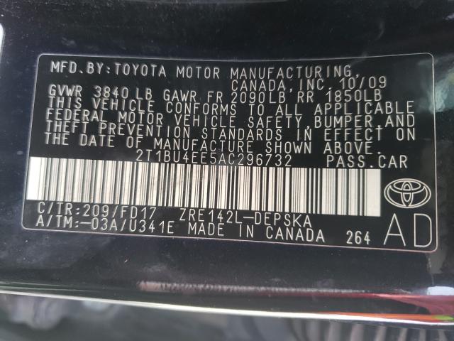 Photo 10 from auction – 2010 TOYOTA COROLLA BA with VIN 2T1BU4EE5AC296732