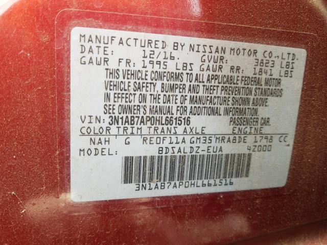 Photo 10 from auction – 2017 NISSAN SENTRA S with VIN 3N1AB7AP0HL661516