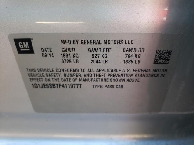 Photo 10 from auction – 2015 CHEVROLET SONIC LTZ with VIN 1G1JE6SB7F4119777