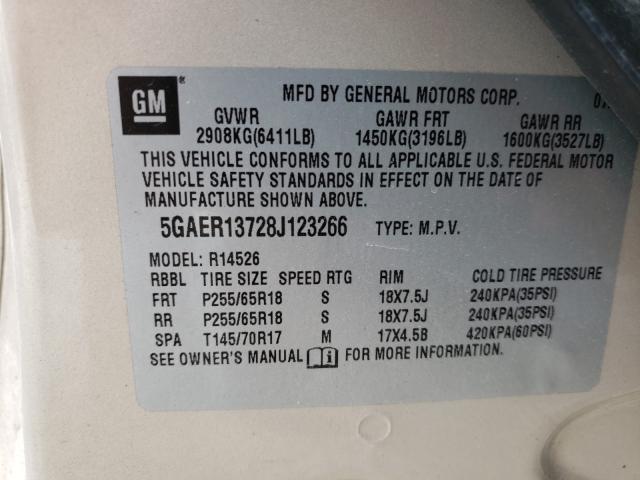 Photo 10 from auction – 2008 BUICK ENCLAVE CX with VIN 5GAER13728J123266