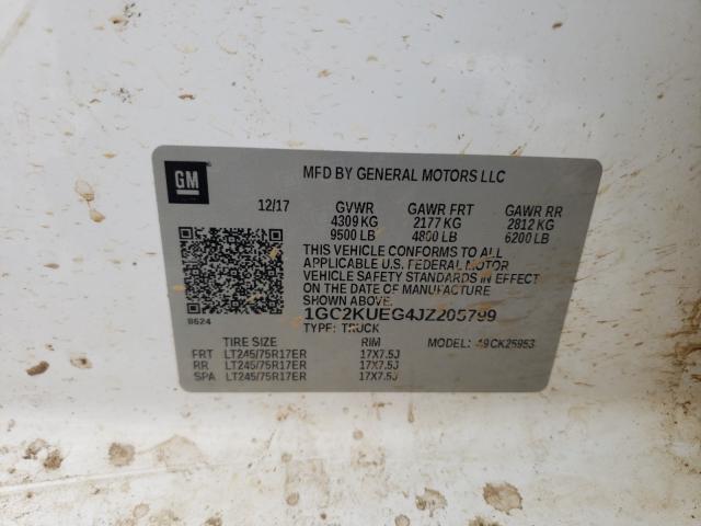 Photo 10 from auction – 2018 CHEVROLET SILVERADO with VIN 1GC2KUEG4JZ205799