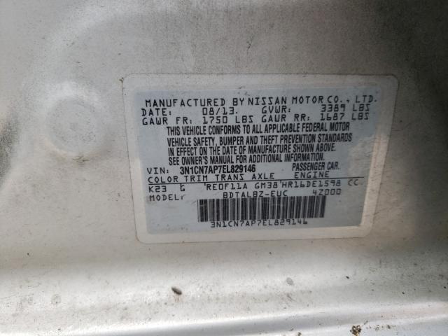 Photo 10 from auction – 2014 NISSAN VERSA S with VIN 3N1CN7AP7EL829146