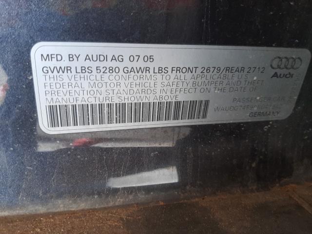 Photo 10 from auction – 2006 AUDI A6 3.2 QUA with VIN WAUDG74F96N047542