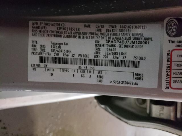 Photo 10 from auction – 2018 FORD FIESTA SE with VIN 3FADP4BJ7JM129061
