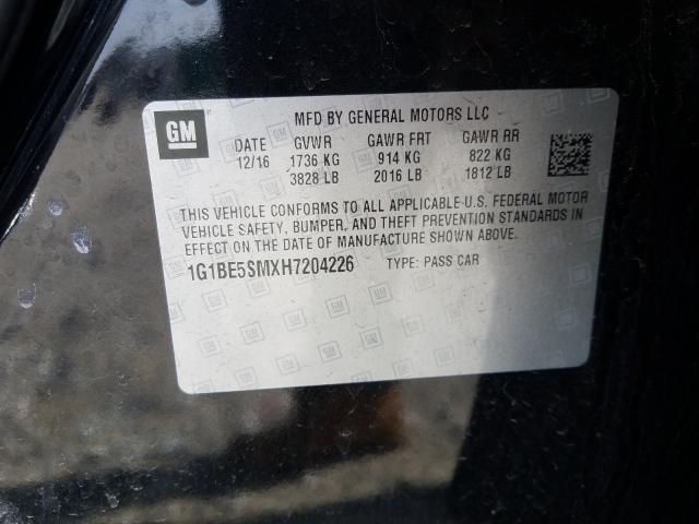 Photo 10 from auction – 2017 CHEVROLET CRUZE LT with VIN 1G1BE5SMXH7204226