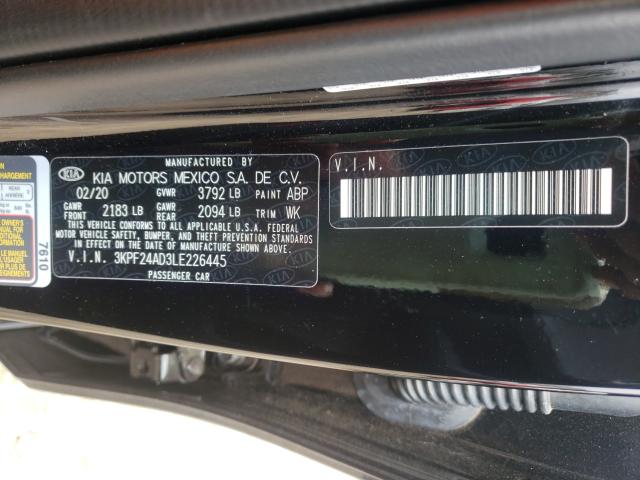 Photo 10 from auction – 2020 KIA FORTE FE with VIN 3KPF24AD3LE226445