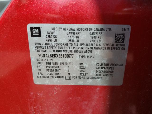 Photo 10 from auction – 2014 CHEVROLET EQUINOX LT with VIN 2GNALBEKXE6100677