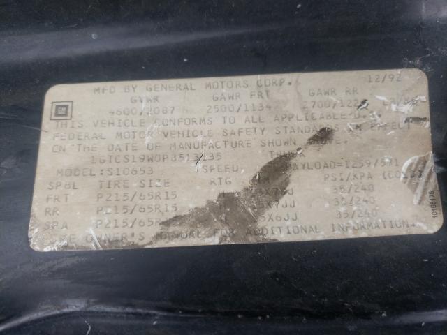 Photo 10 from auction – 1993 GMC SONOMA with VIN 1GTCS19W0P8513135