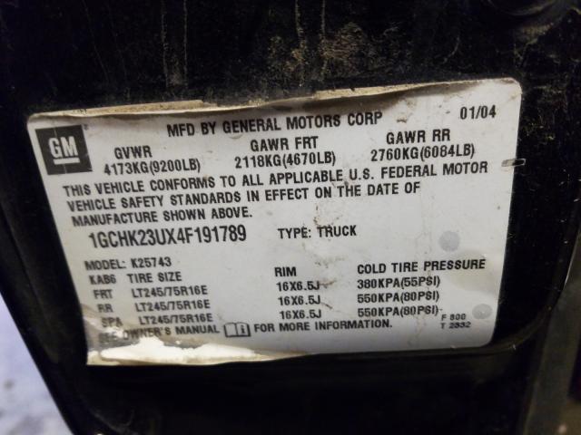 Photo 10 from auction – 2004 CHEVROLET SILVERADO with VIN 1GCHK23UX4F191789