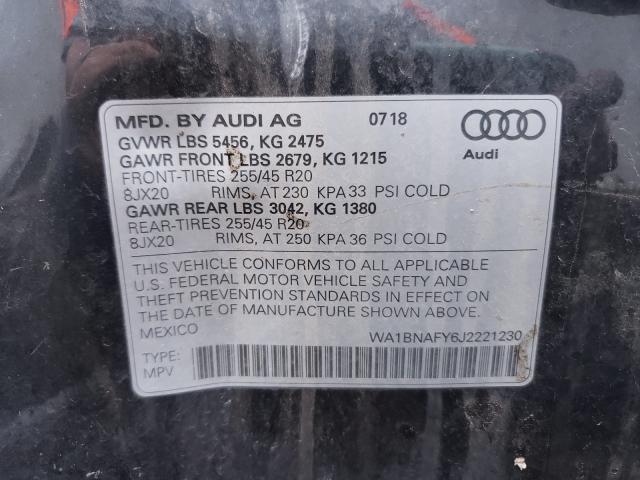 Photo 10 from auction – 2018 AUDI Q5 PREMIUM with VIN WA1BNAFY6J2221230
