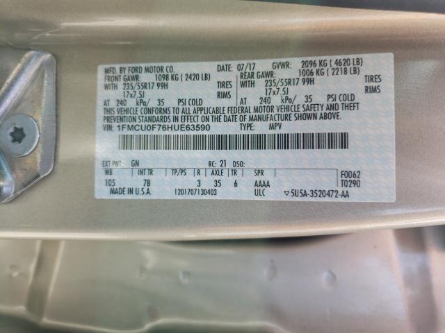 Photo 10 from auction – 2017 FORD ESCAPE S with VIN 1FMCU0F76HUE63590