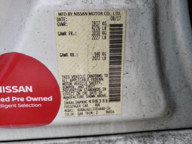 Photo 10 from auction – 2017 NISSAN ALTIMA 2.5 with VIN 1N4AL3APXHC498331