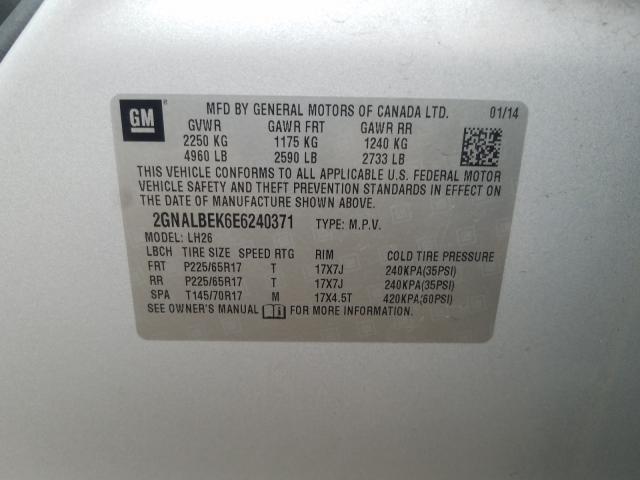 Photo 10 from auction – 2014 CHEVROLET EQUINOX LT with VIN 2GNALBEK6E6240371