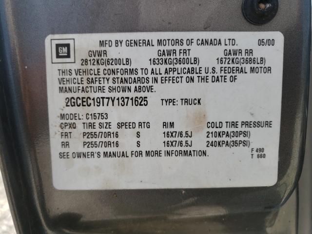 Photo 10 from auction – 2000 CHEVROLET SILVERADO with VIN 2GCEC19T7Y1371625
