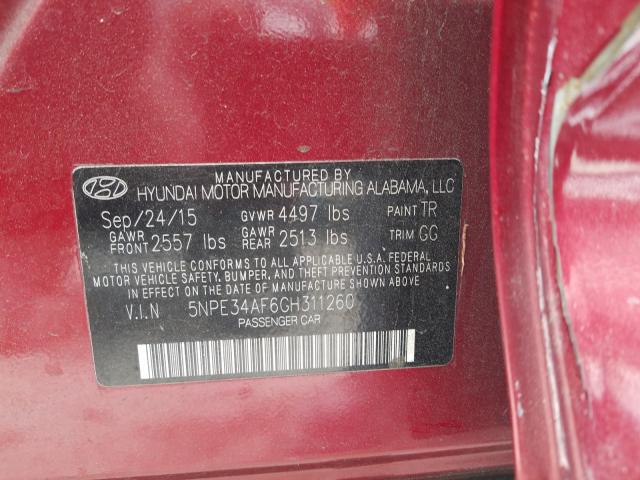 Photo 10 from auction – 2016 HYUNDAI SONATA SPO with VIN 5NPE34AF6GH311260