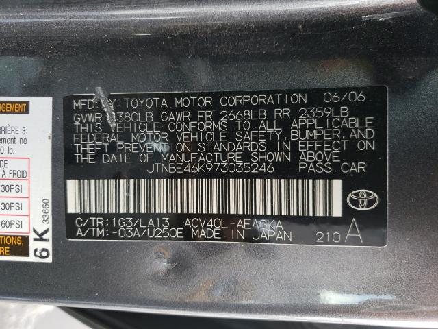 Photo 10 from auction – 2007 TOYOTA CAMRY CE with VIN JTNBE46K973035246