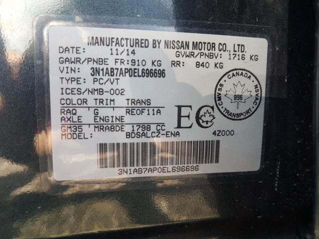 Photo 9 from auction – 2014 NISSAN SENTRA S with VIN 3N1AB7AP0EL696696