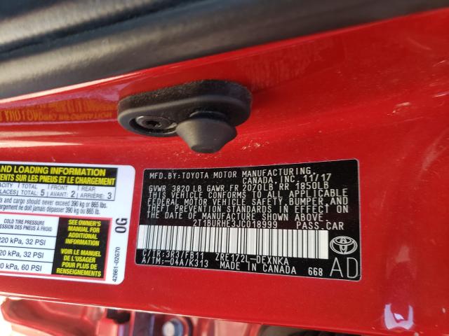 Photo 10 from auction – 2018 TOYOTA COROLLA L with VIN 2T1BURHE3JC018999