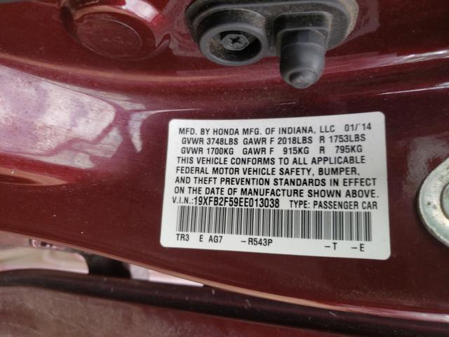 Photo 10 from auction – 2014 HONDA CIVIC LX with VIN 19XFB2F59EE013038