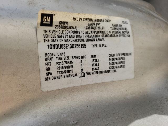 Photo 10 from auction – 2003 CHEVROLET VENTURE with VIN 1GNDU03E13D256195