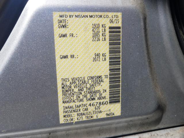 Photo 10 from auction – 2015 NISSAN ALTIMA 2.5 with VIN 1N4AL3AP7FC467860