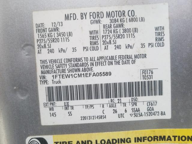 Photo 10 from auction – 2014 FORD F150 SUPER with VIN 1FTEW1CM1EFA05589