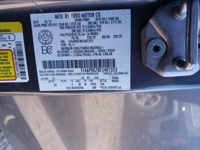 Photo 10 from auction – 2014 FORD FUSION S with VIN 1FA6P0G78E5401353