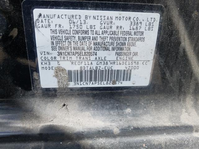 Photo 10 from auction – 2014 NISSAN VERSA SV with VIN 3N1CN7AP5EL820574