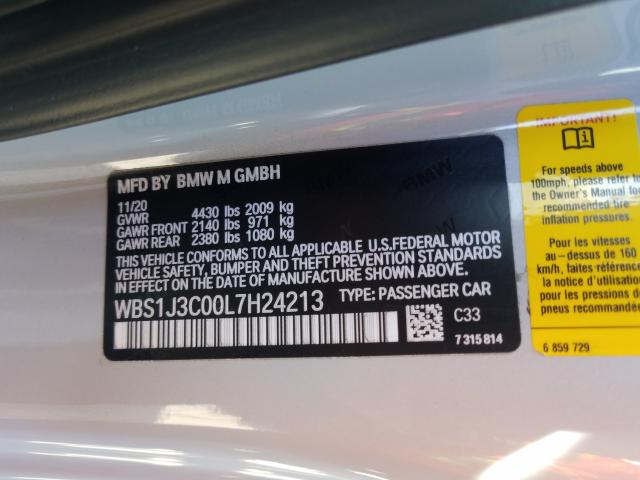 Photo 10 from auction – 2020 BMW M2 CS with VIN WBS1J3C00L7H24213