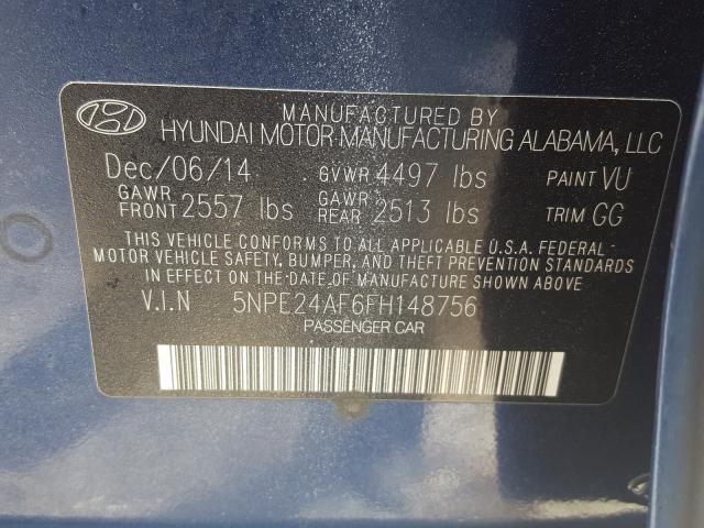 Photo 10 from auction – 2015 HYUNDAI SONATA SE with VIN 5NPE24AF6FH148756