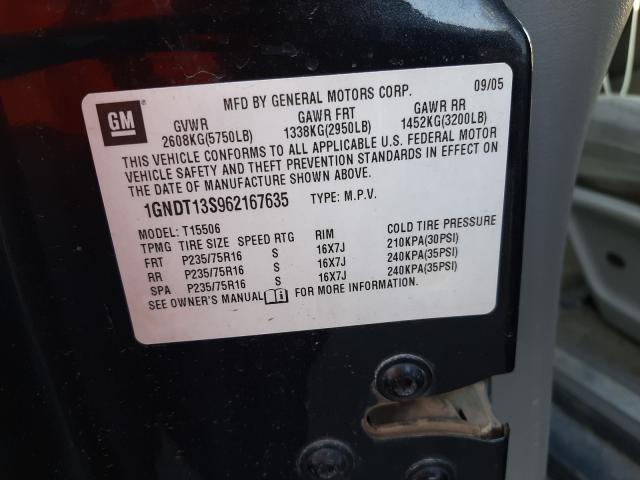 Photo 10 from auction – 2006 CHEVROLET TRAILBLAZE with VIN 1GNDT13S962167635