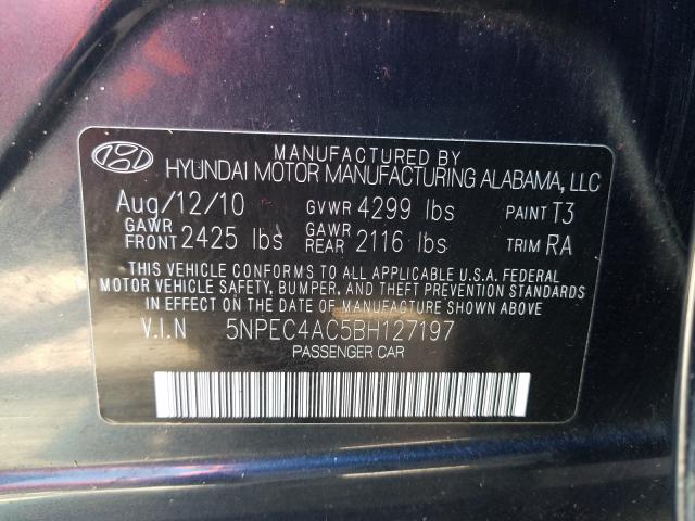 Photo 10 from auction – 2011 HYUNDAI SONATA SE with VIN 5NPEC4AC5BH127197