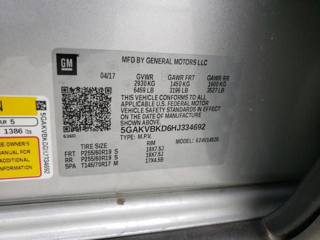 Photo 10 from auction – 2017 BUICK ENCLAVE with VIN 5GAKVBKD6HJ334692
