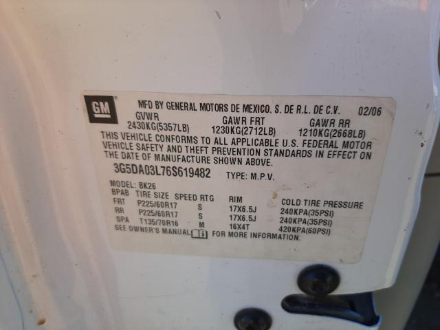 Photo 10 from auction – 2006 BUICK RENDEZVOUS with VIN 3G5DA03L76S619482