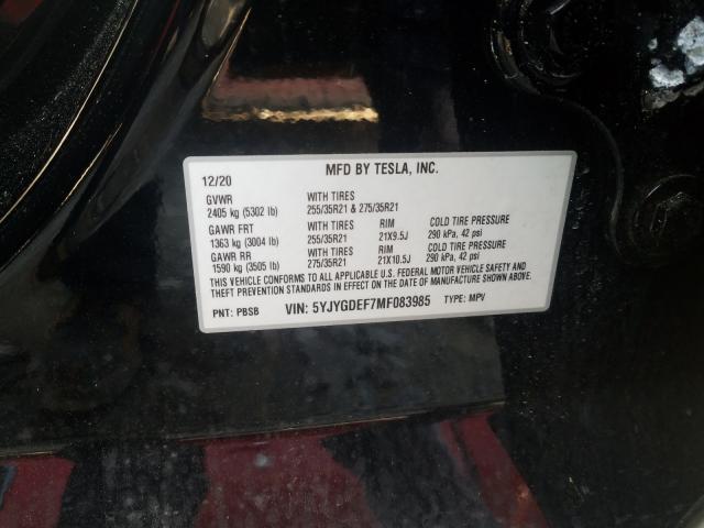 Photo 10 from auction – 2021 TESLA MODEL Y with VIN 5YJYGDEF7MF083985