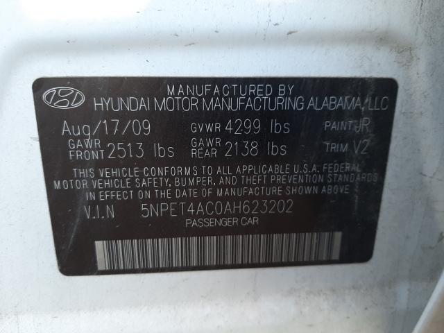Photo 10 from auction – 2010 HYUNDAI SONATA with VIN 5NPET4AC0AH623202
